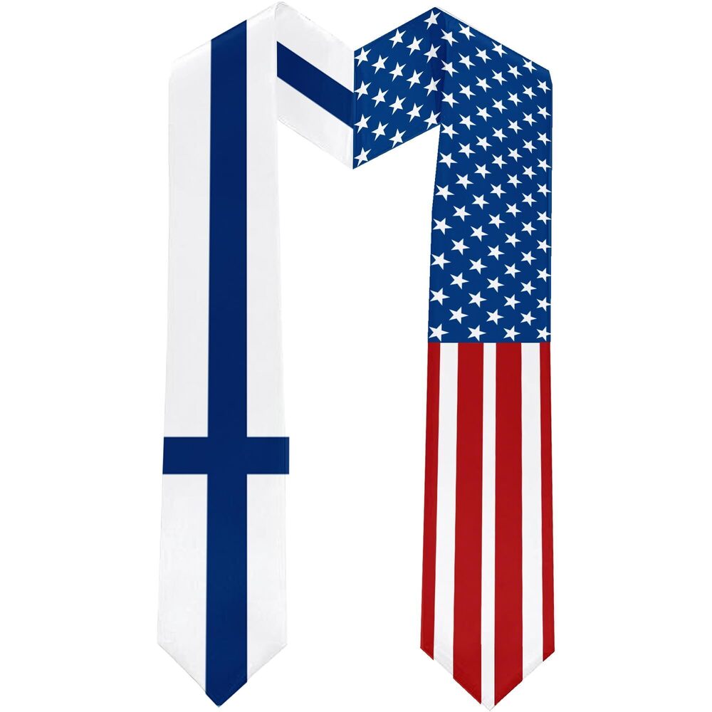 3494 2025 Finland Flag and USA Flag Graduation Stole Graduation Sash Class